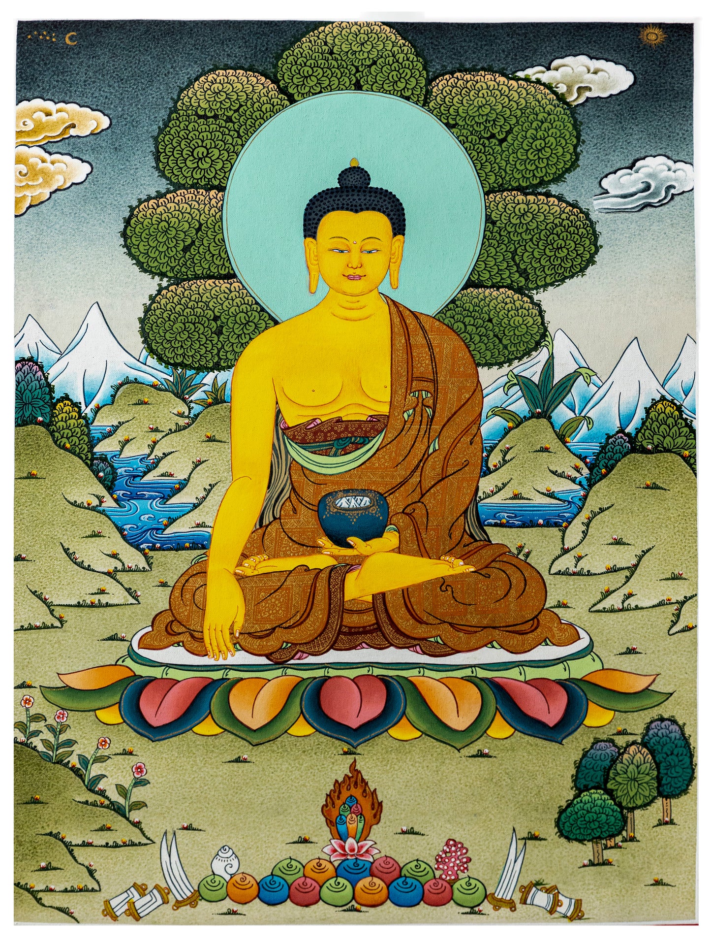 Antique Buddha Thangka – Peace, Wisdom, and Spiritual Awakening