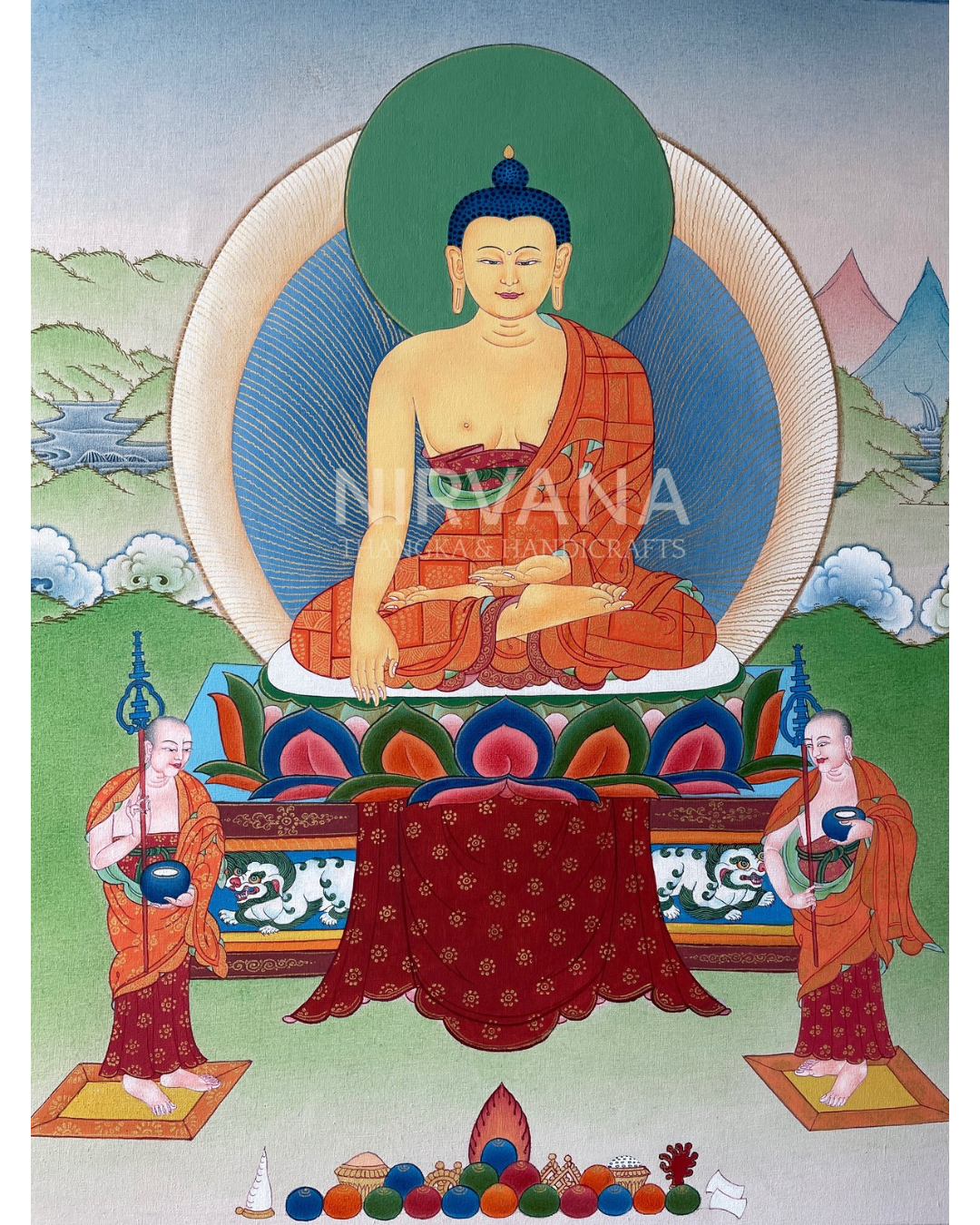 Buddha Shakyamuni Thangka – Hand-Painted with 24K Gold Highlights – Karma Gadri Style