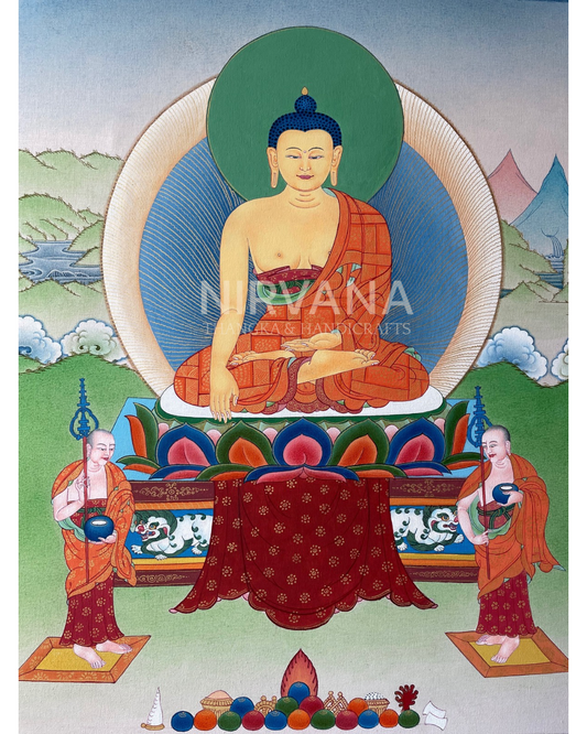 Buddha Shakyamuni Thangka – Hand-Painted with 24K Gold Highlights – Karma Gadri Style
